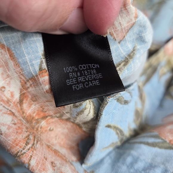 Croft & barrow XLT Tall Sky Blue Hawaiian Floral Cotton Short Sleeve Button Down - Picture 6 of 6